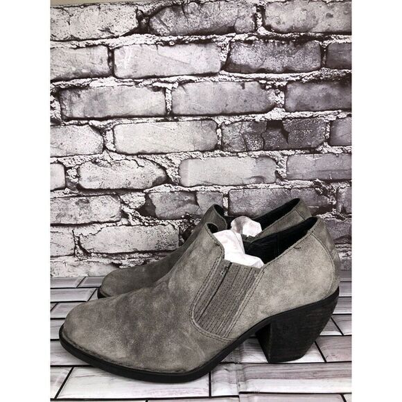 Born Fredrika Gray Suede Leather Pointed Low Cut Heel Booties Women Sz 11M US/43 - Picture 1 of 16
